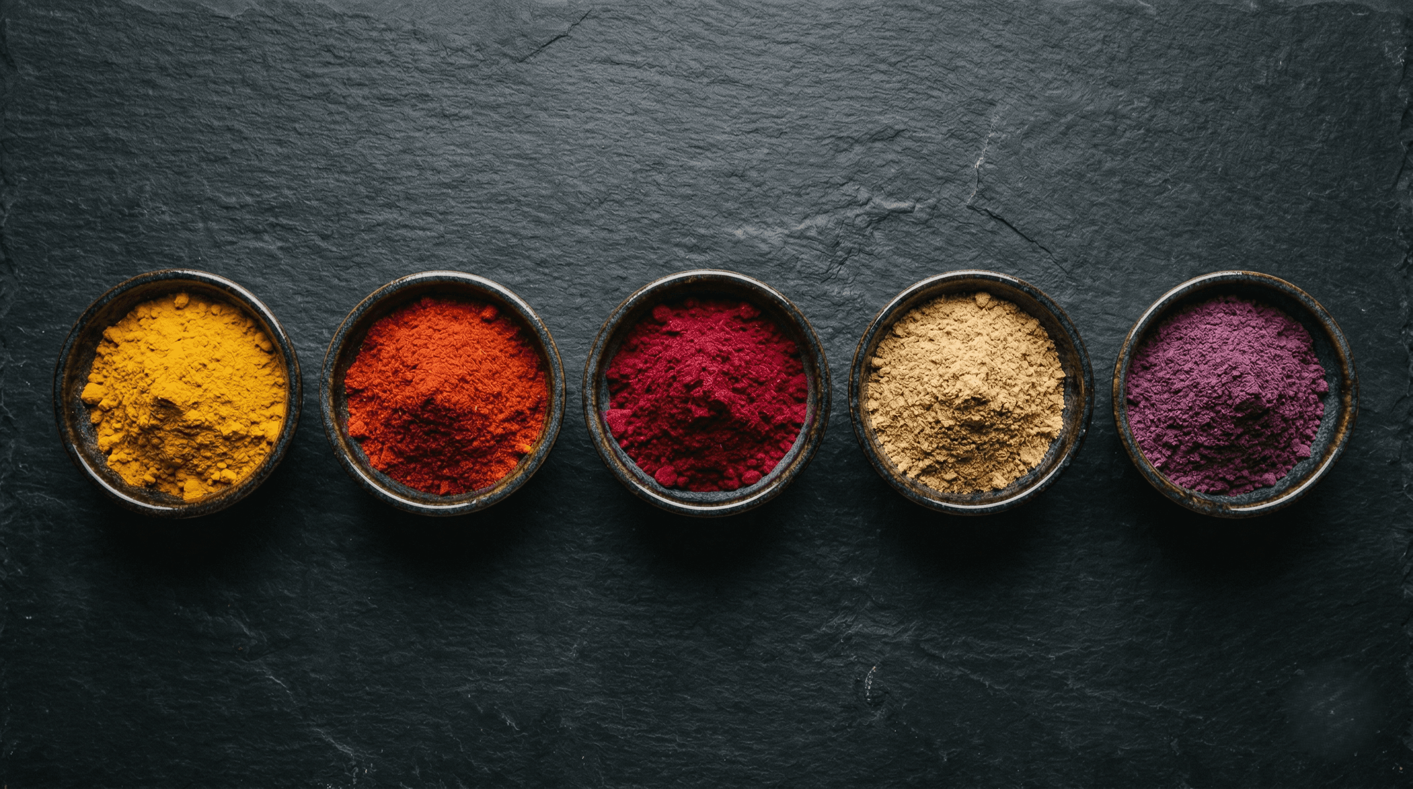 Bowls of Indian ingredient powders
